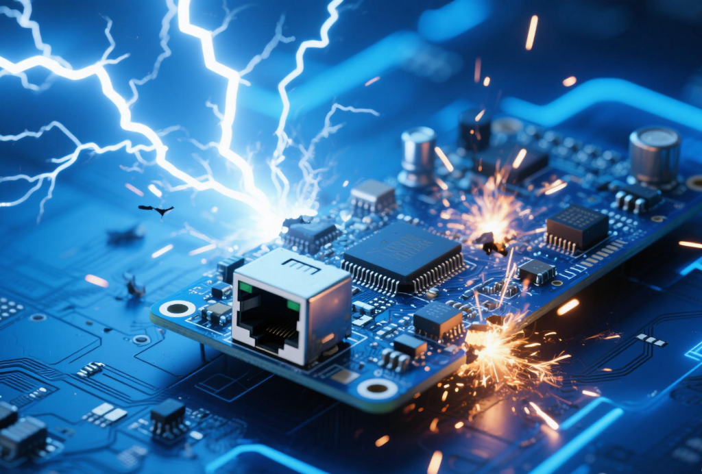 網口上電力線搭接